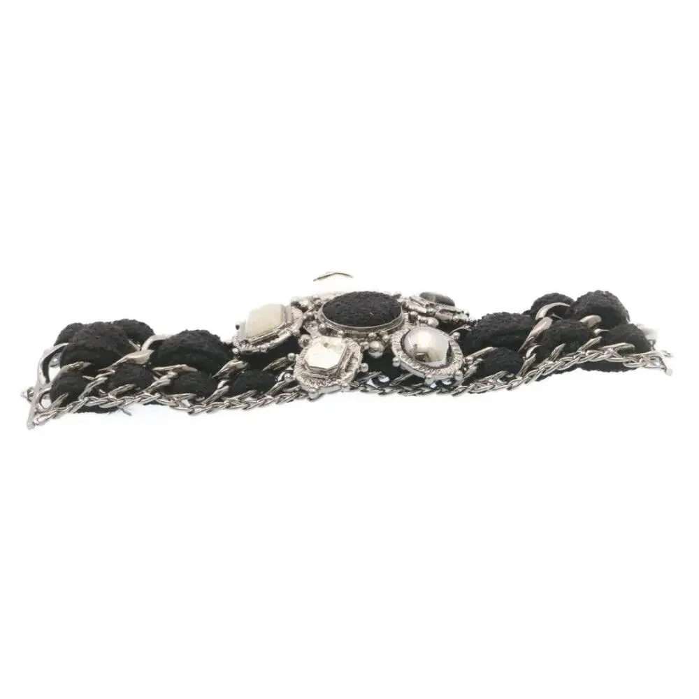 Chanel Bangle Bracelet Metal Black CC